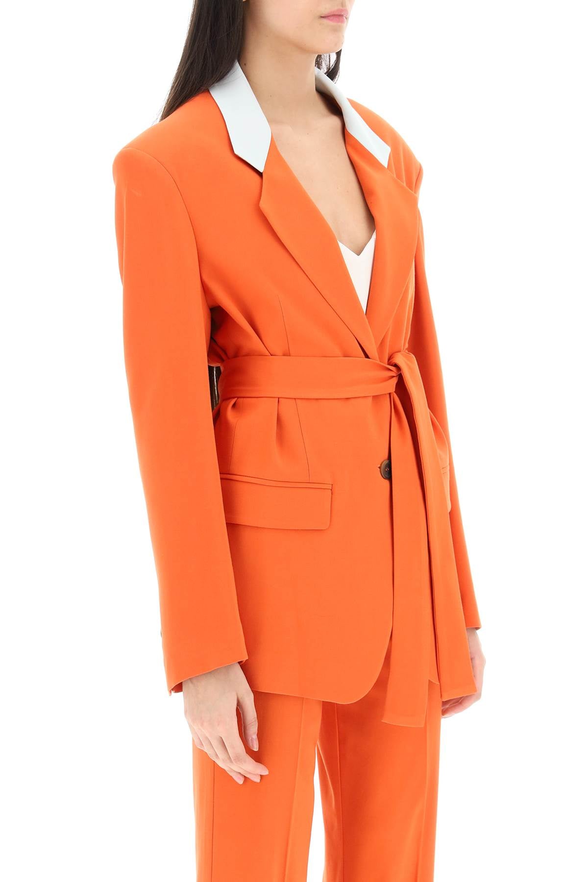 Hebe Studio 'Lover' Canvas Blazer   Orange