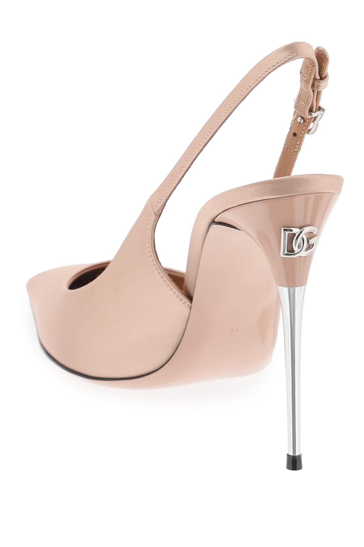 Dolce & Gabbana Satin Slingback Decol   Neutral