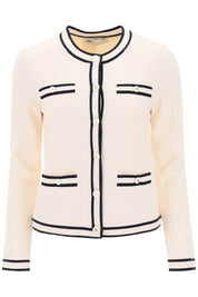 Tory Burch Kendra Merino Wool Cardigan   White