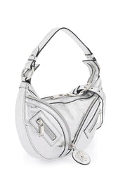 Versace Metallic Leather 'Repeat' Hobo Bag   Silver