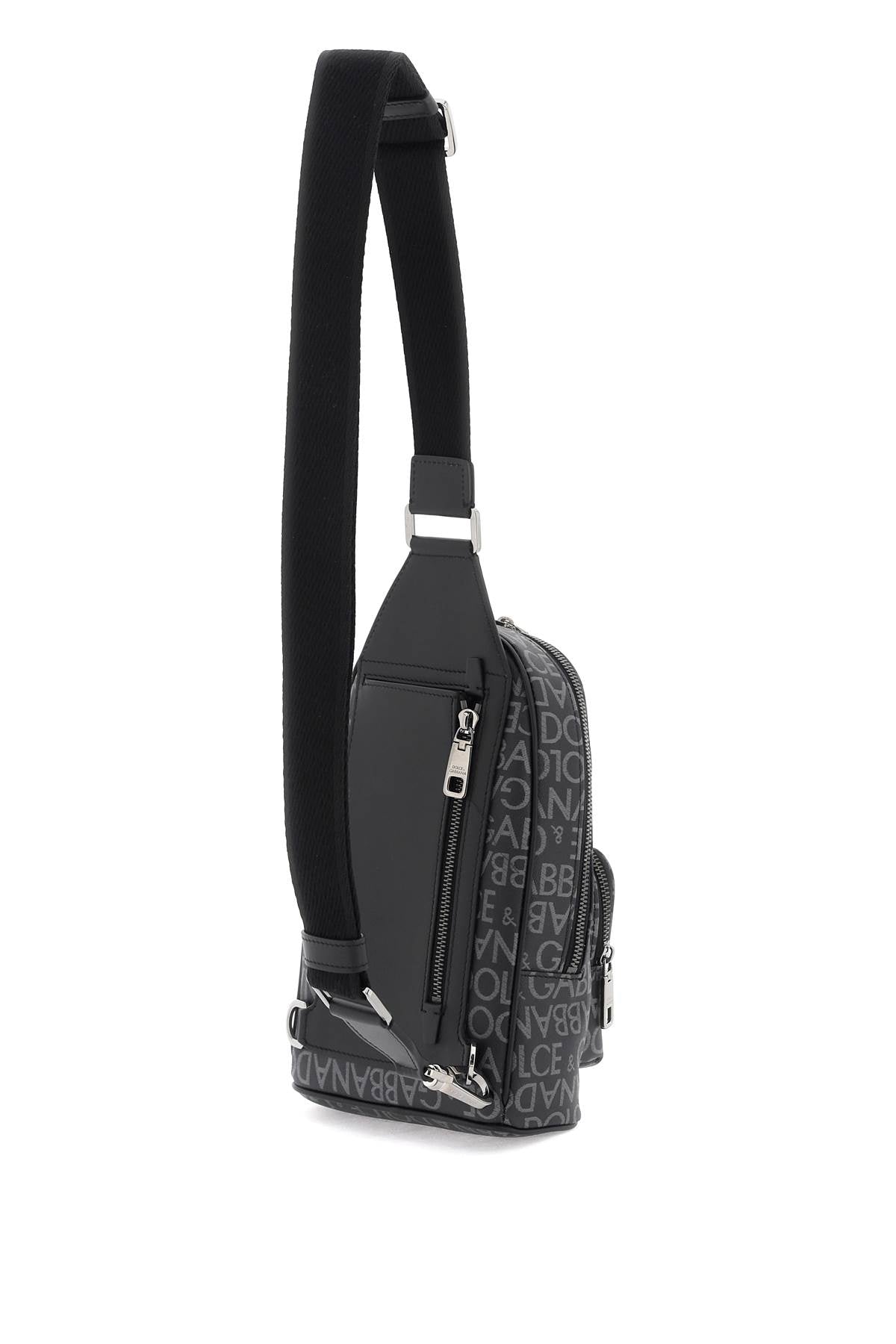 Dolce & Gabbana Crossbody Beltpack With All Over Logo   Grey