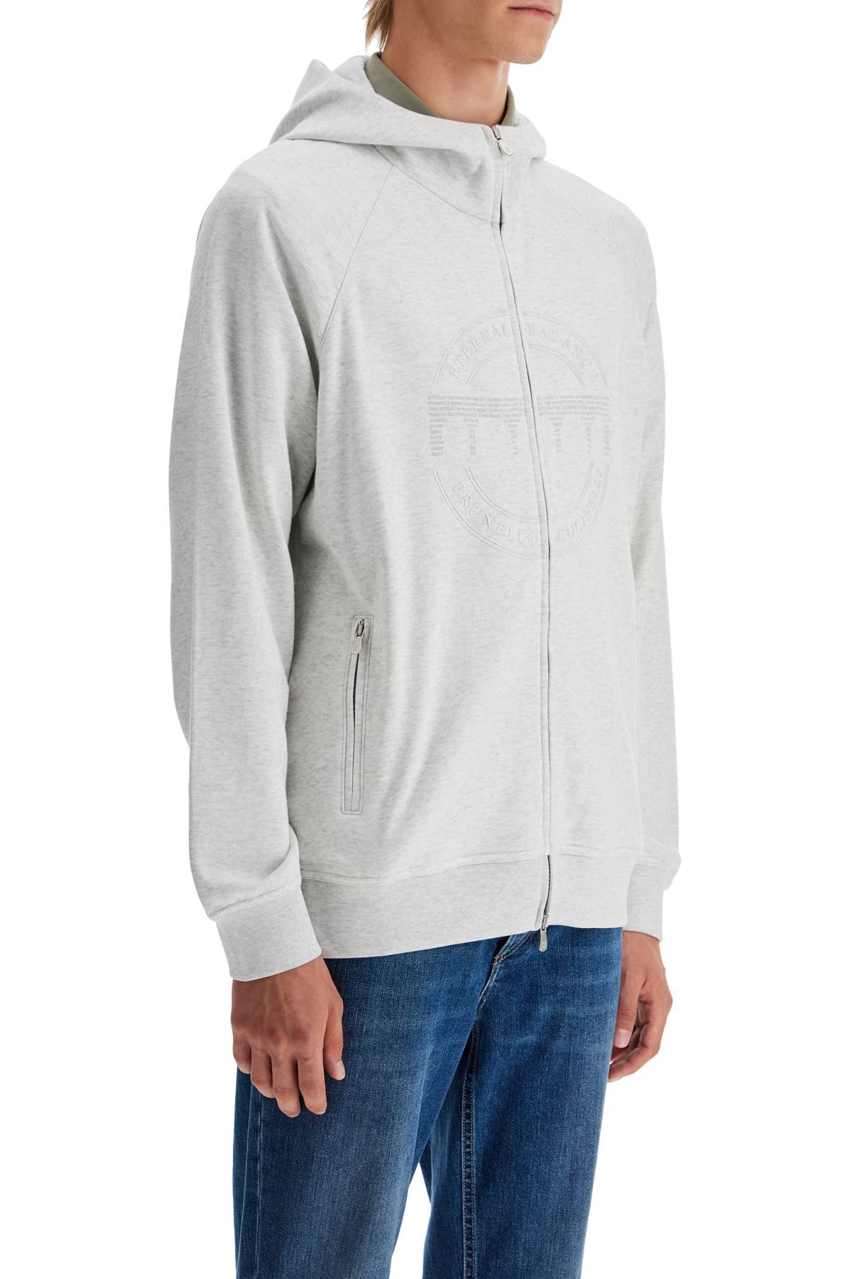 Brunello Cucinelli Cotton Techno Hoodie With Hood.   Grey