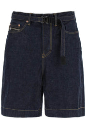 Sacai Denim Bermuda Shorts With Removable Belt   Blue