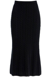 Alessandra Rich Replace With Double Quoteknitted Midi Skirt With Cable Knit   Black