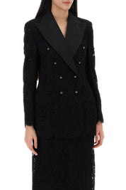 Dolce & Gabbana Turlington Double Breasted Lace Blazer   Black