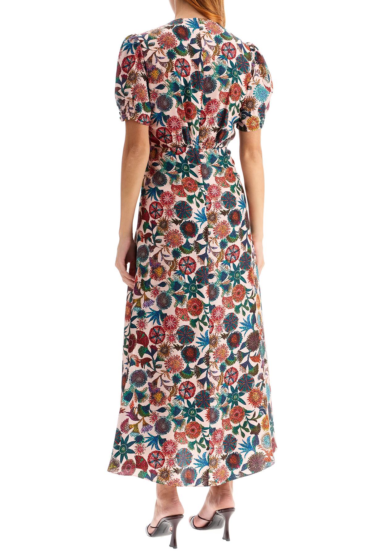 Saloni 'lea' long dress in printed silk