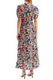 Saloni 'lea' long dress in printed silk