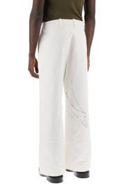 Oamc Wide Legged Scribble Pants   White