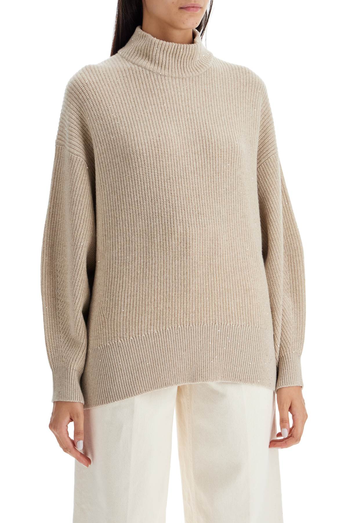 Brunello Cucinelli High Neck Sparkling & Dazzling   Beige