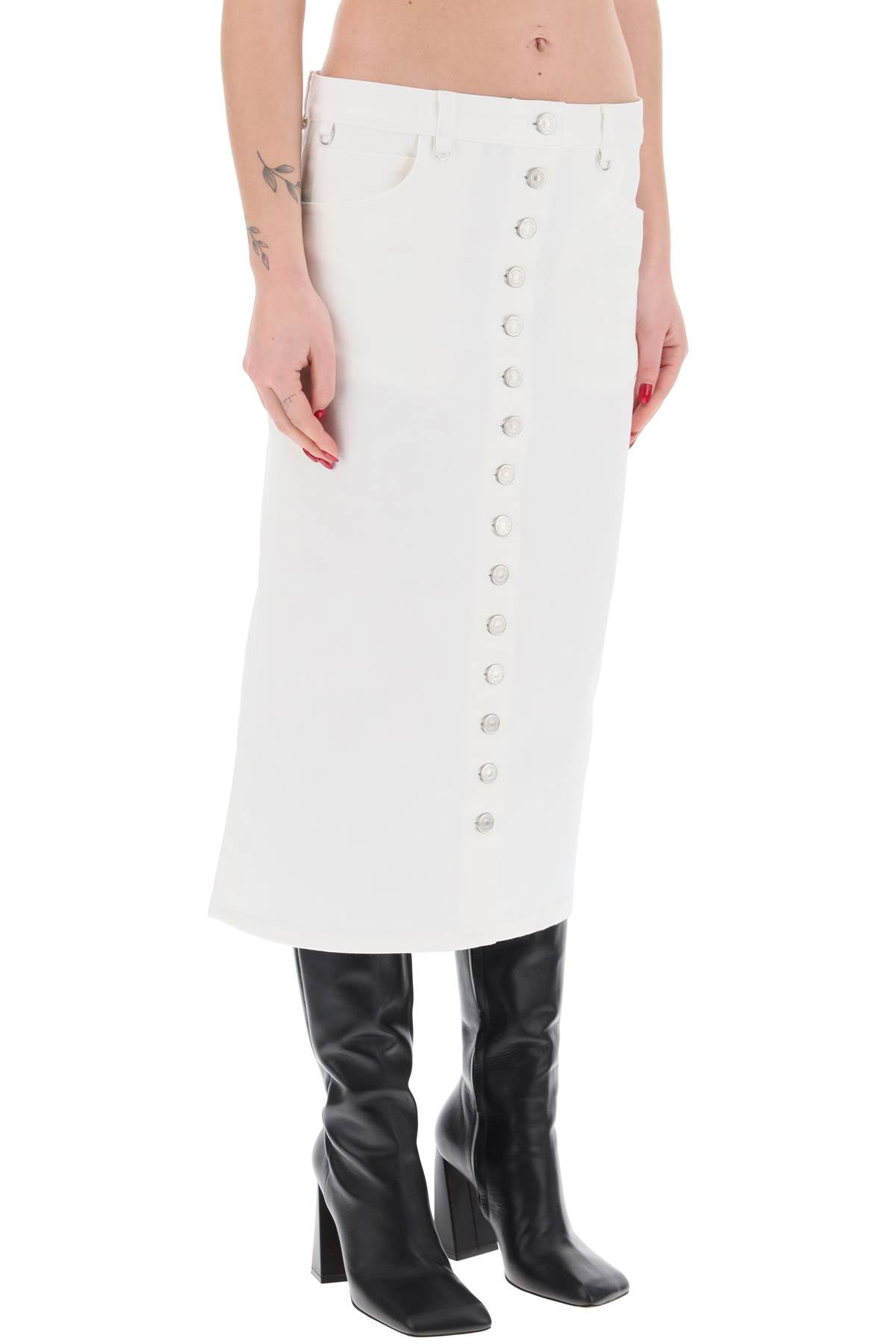 Courreges Replace With Double Quotedenim Midi Skirt With Multif   White