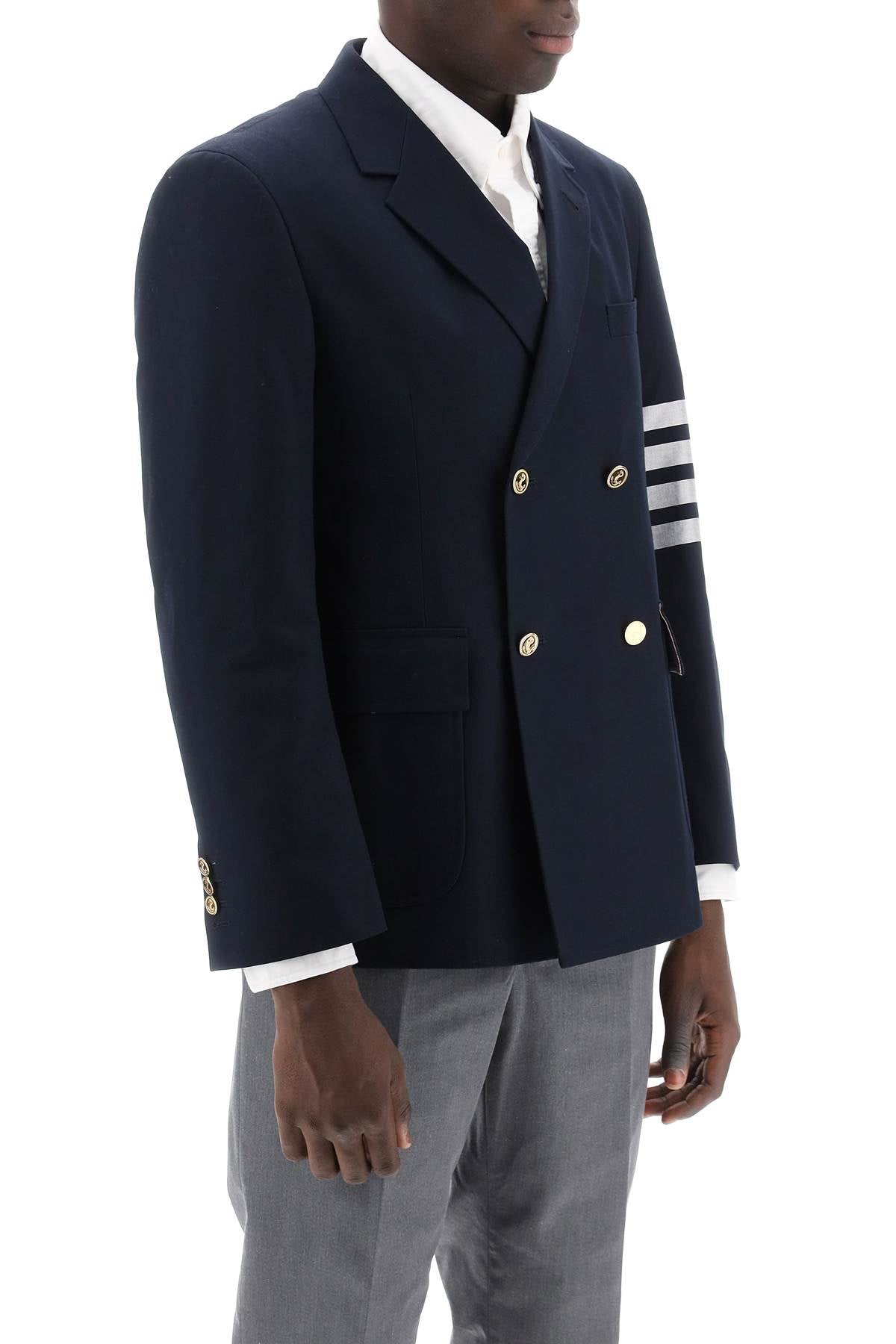 Thom Browne 4 Bar Double Breasted Jacket   Blue