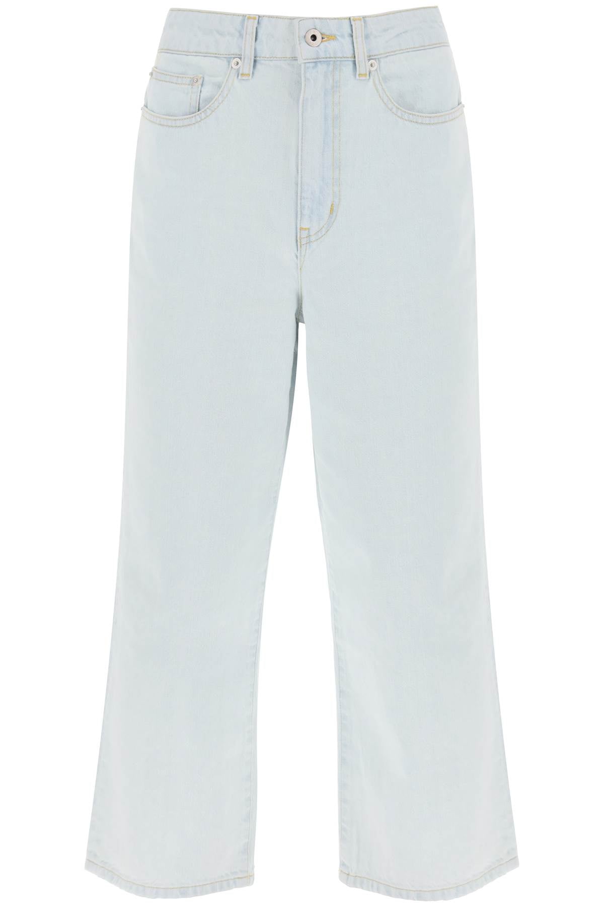 Kenzo 'Sumire' Cropped Jeans With Wide Leg   Light Blue