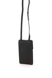 Thom Browne Pebble Grain Leather Phone Holder With Strap   Black