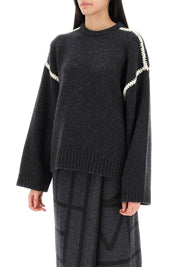 Toteme Sweater With Contrast Embroideries   Grey