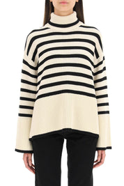 Toteme Striped Wool Cotton Turtleneck   Beige