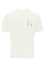 Palm Angels T Shirt With Studded Monogram   White