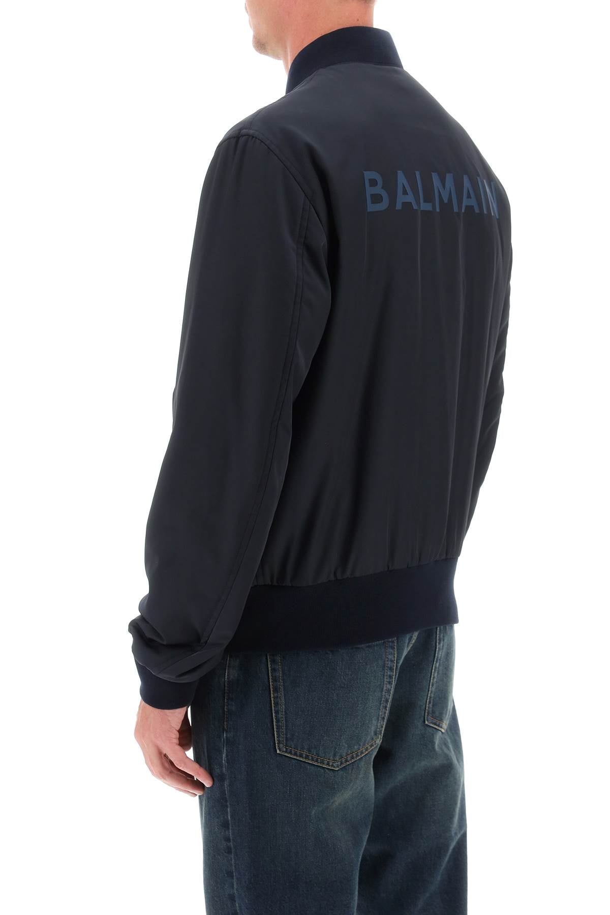 Balmain Nylon Pb Bomber Jacket   Blue