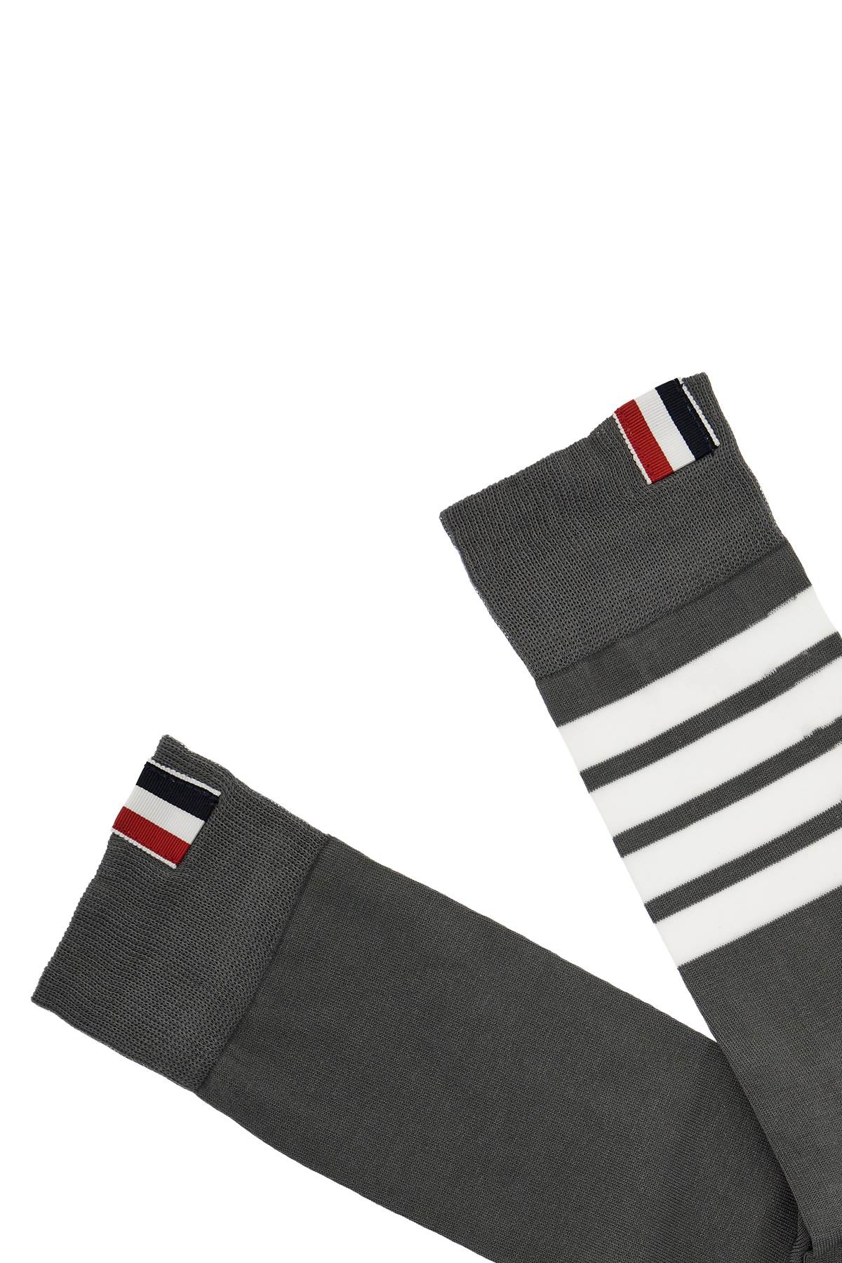 Thom Browne Replace With Double Quotelightweight 4 Bar Cotton Mid   Grey