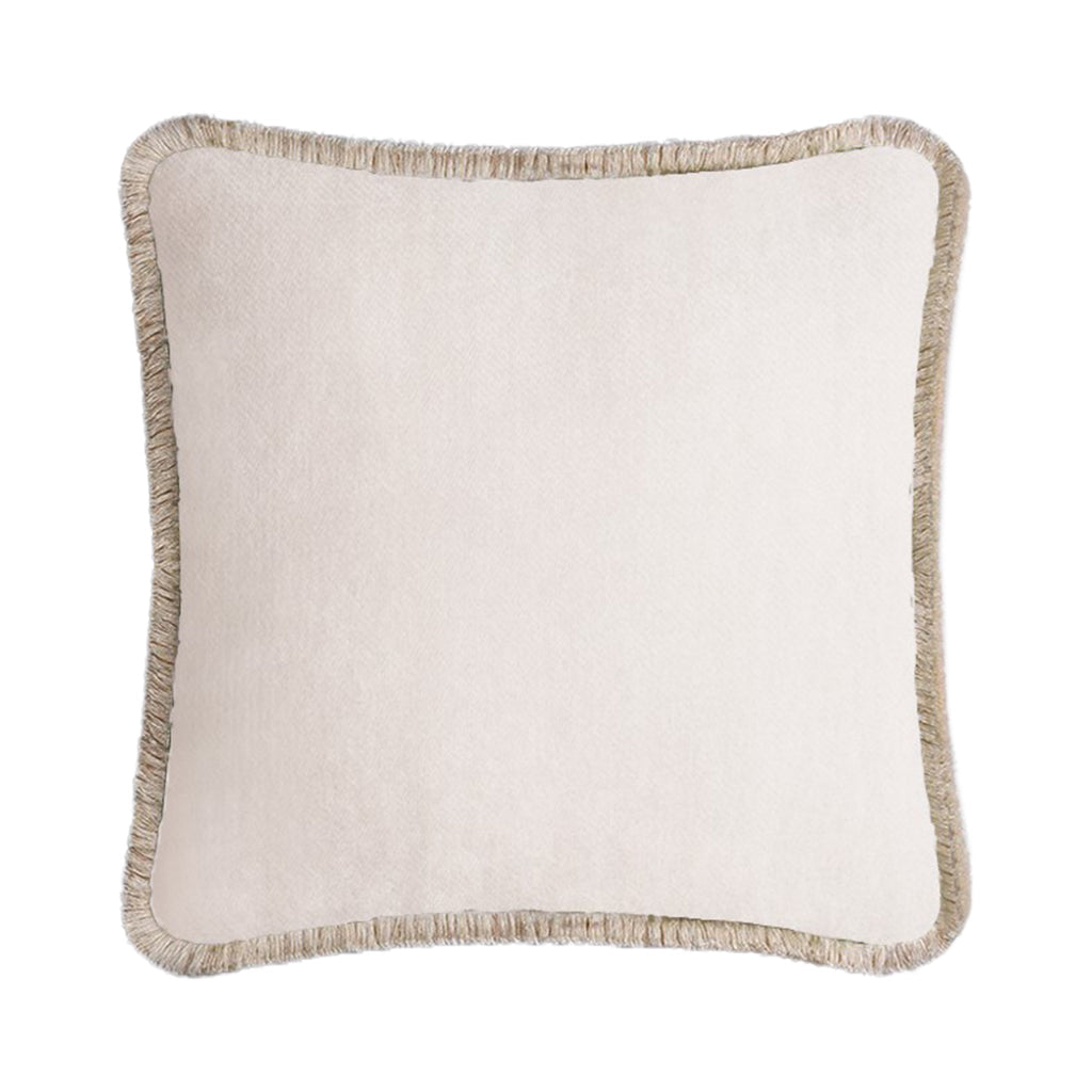 Lo Decor Velvet Cream Cushion with Olive Trim