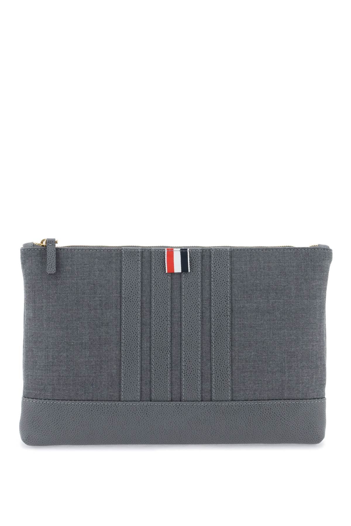 Thom Browne Wool 4 Bar Pouch   Grey