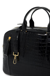 Tom Ford Embossed Crocodile Leather Buckley D   Black