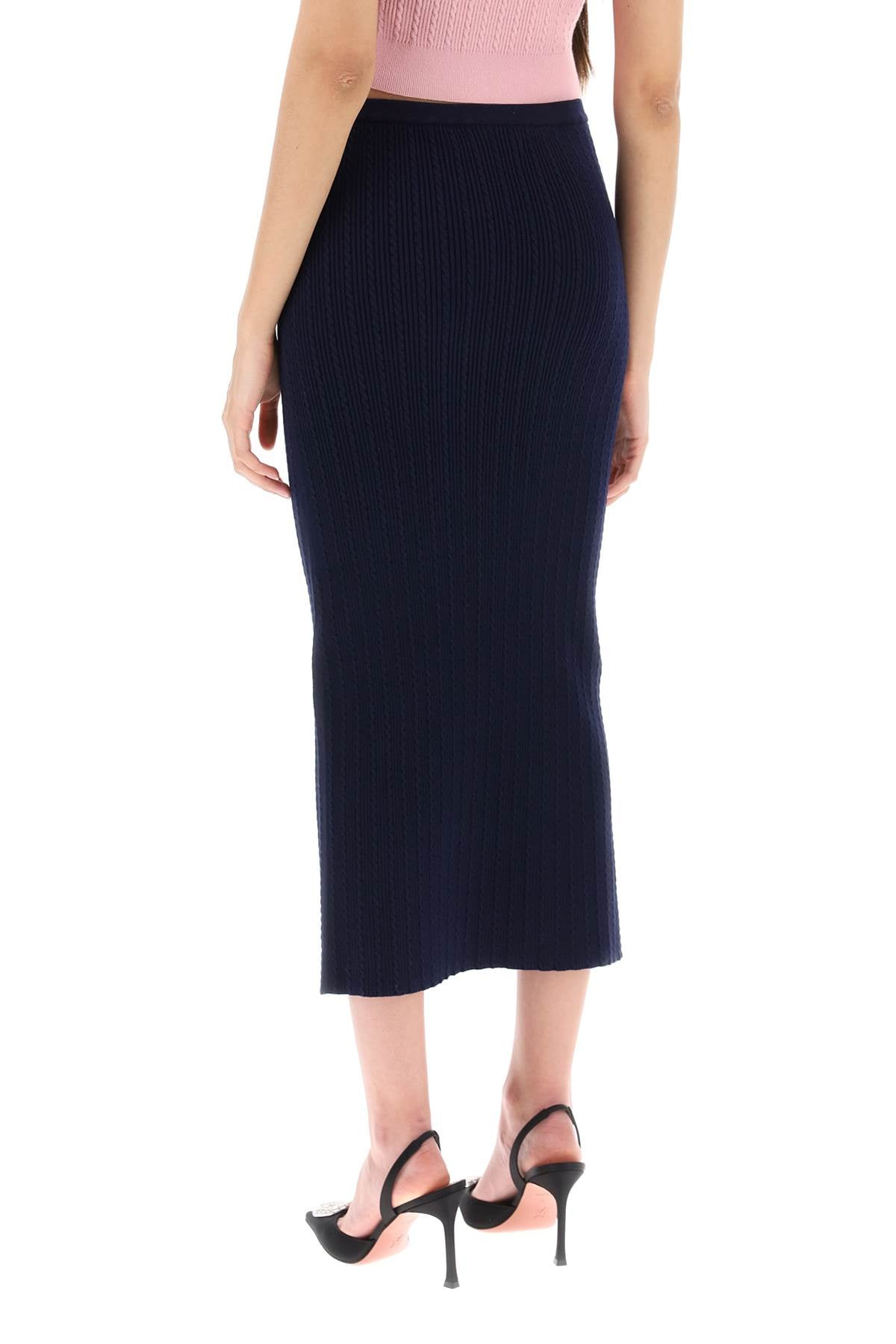 Alessandra Rich Knitted Pencil Skirt   Blue