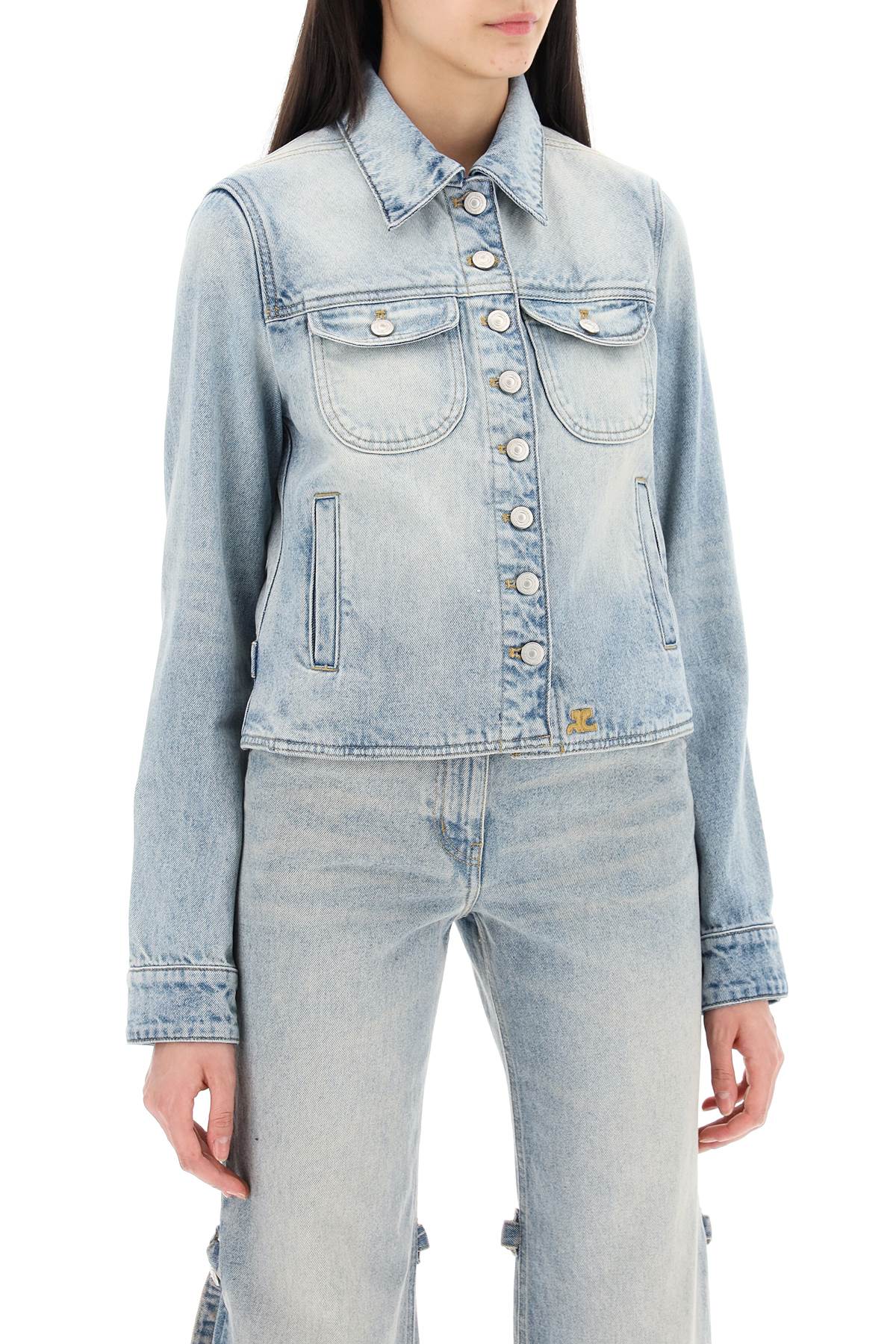 Courreges Denim Trucker Jacket For   Light Blue