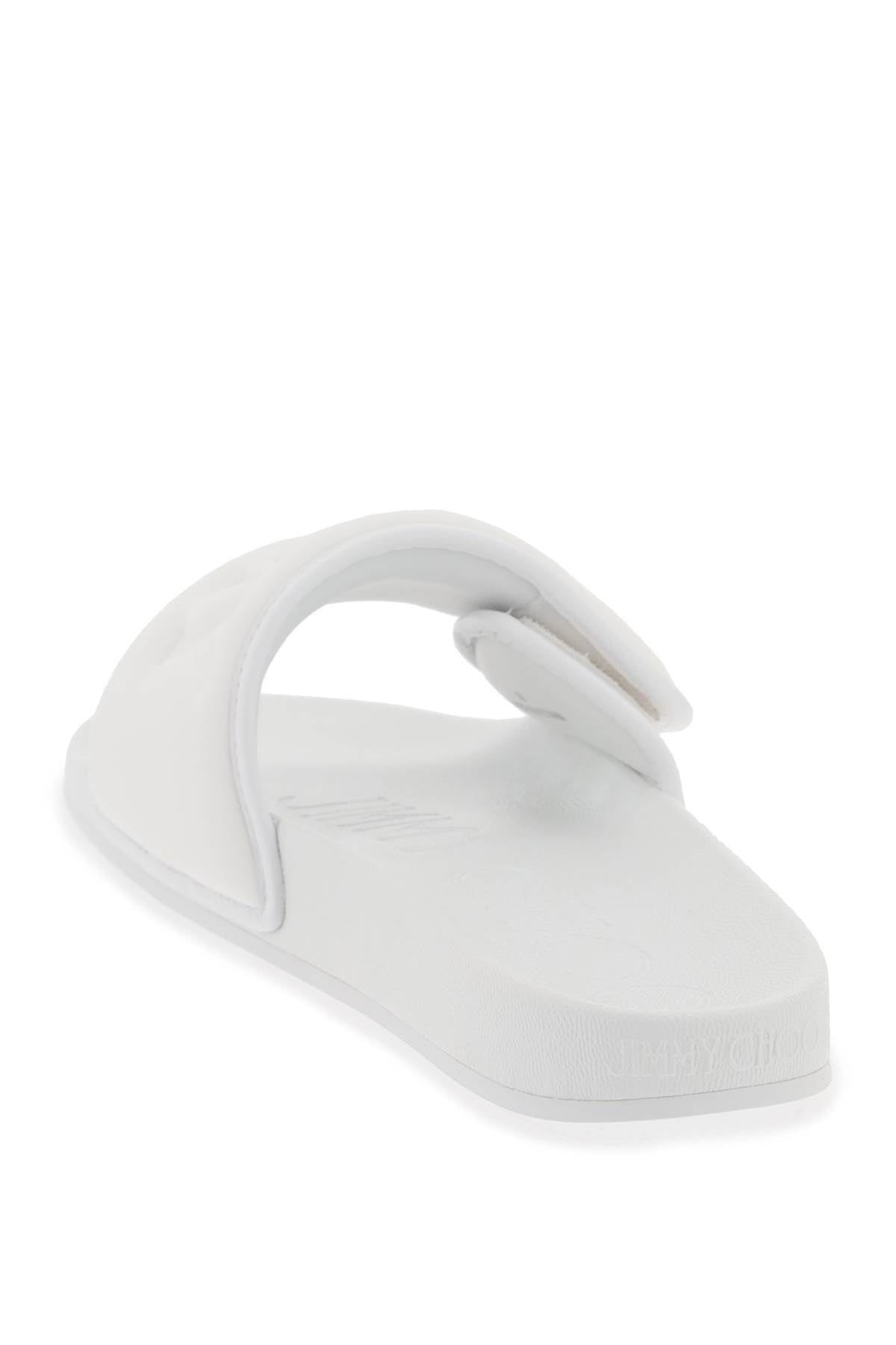 Jimmy Choo Fitz Slides With Lycra Logoed Bang   White