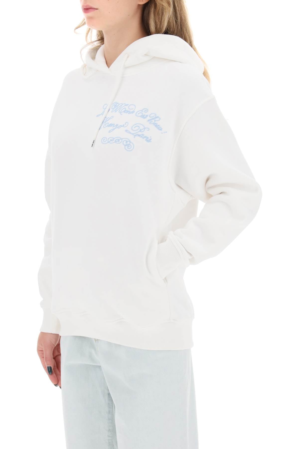 Kenzo World Embroidered Hoodie   White