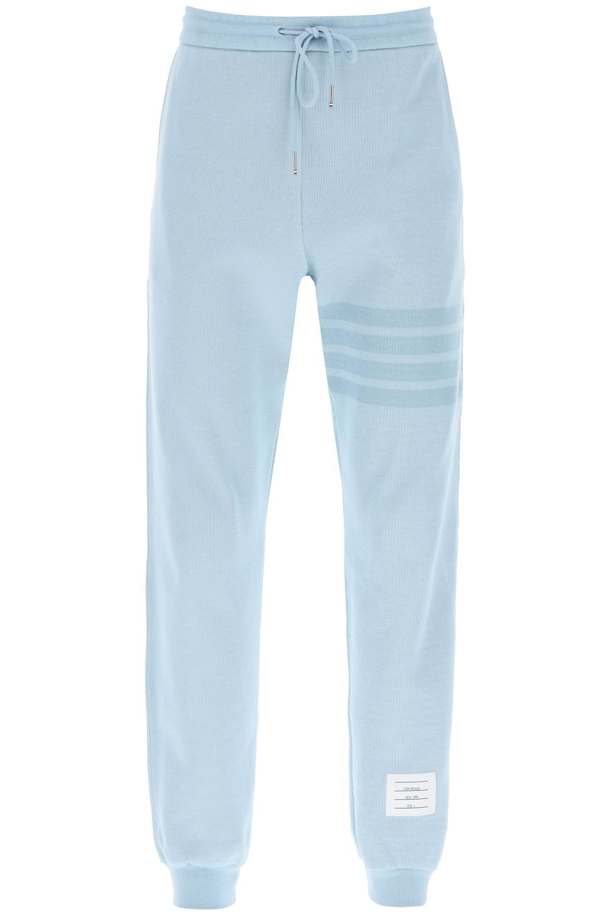 Thom Browne 4 Bar Joggers In Cotton Knit   Light Blue