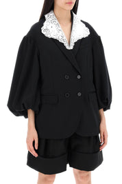 Simone Rocha Replace With Double Quoteoversized Blazer With Lace   Black