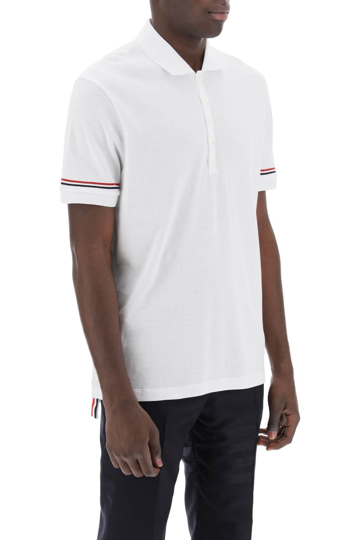 Thom Browne Tricolor Intarsia Polo Shirt   White