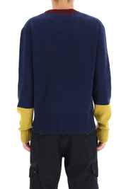 Dolce & Gabbana Wool Sweater With Logo Patch   Blue