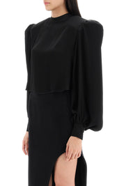 Mvp Wardrobe 'Edendale' Cropped Blouse In Satin   Black