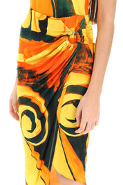 Louisa Ballou Coastline Midi Skirt   Orange