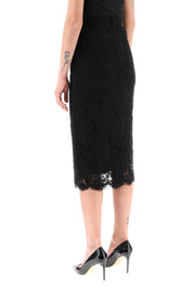 Dolce & Gabbana Midi Lace Pencil Skirt   Black