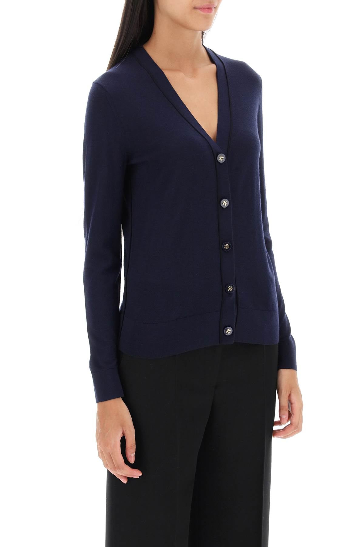 Tory Burch 'Simone' Wool And Silk Cardigan   Blue