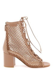 Gianvito Rossi Open Toe Mesh Ankle Boots With   Pink