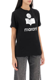 Isabel Marant Etoile Zewel T Shirt With Metallic Logo Print   Black