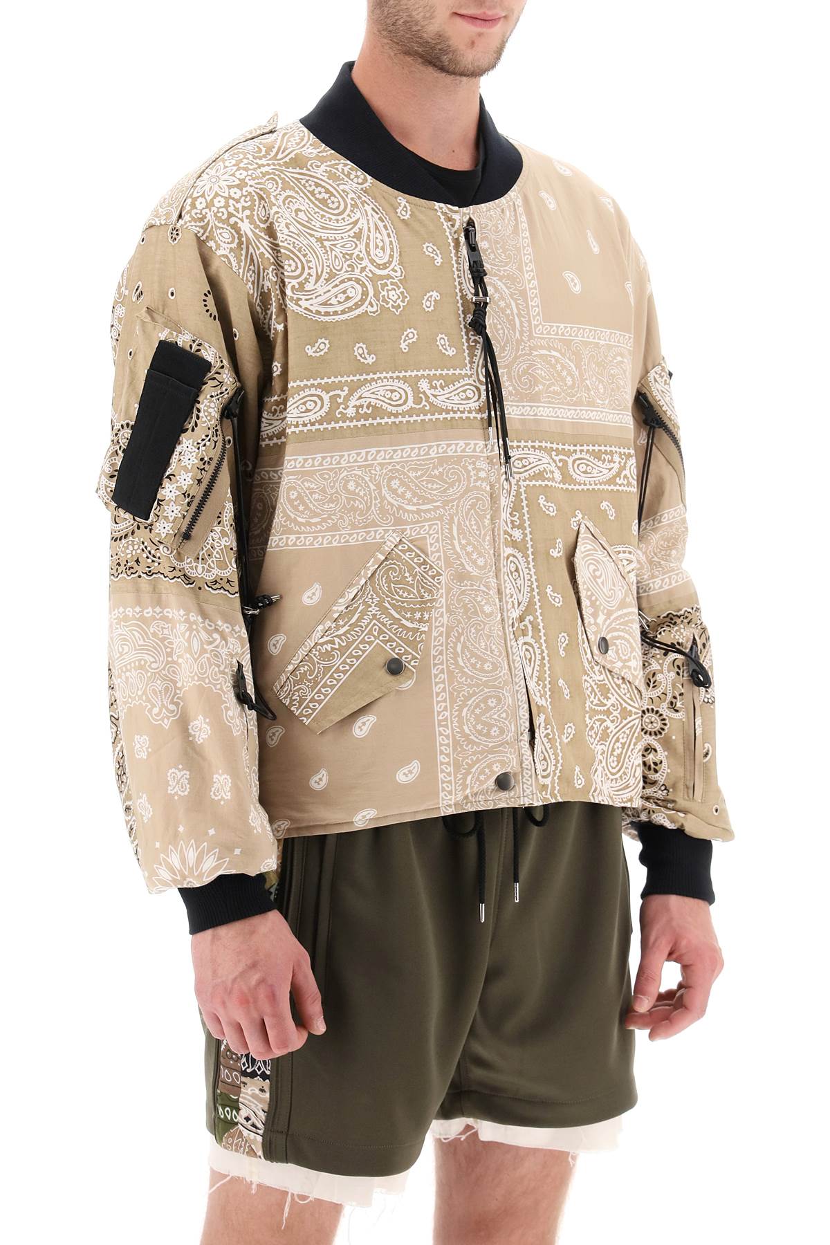 Children Of The Discordance Bomber Jacket With Bandana Motif   Beige