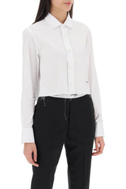 Homme Girls Cotton Twill Cropped Shirt   White