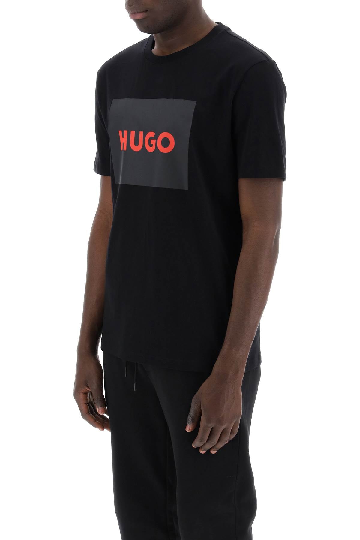 Hugo Dulive T Shirt With Logo Box   Black