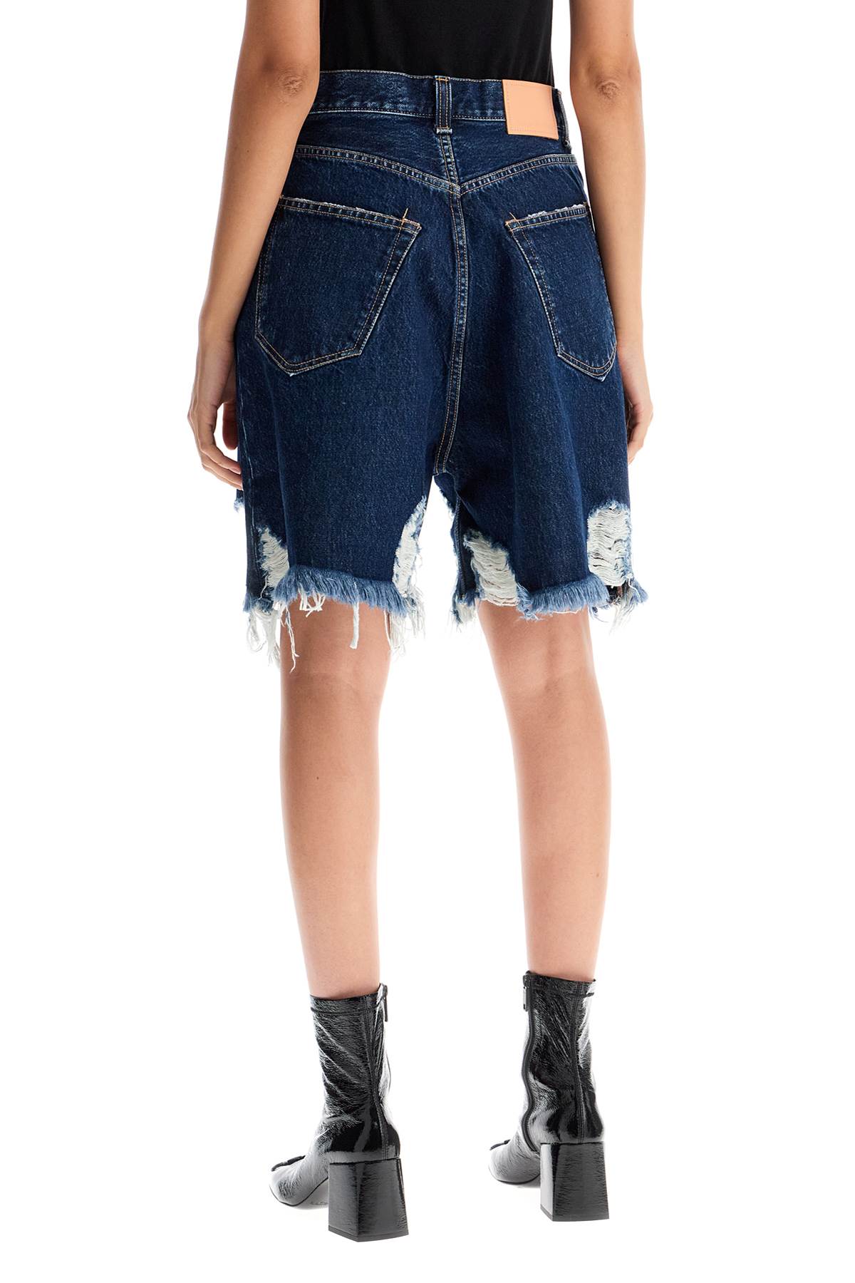 Acne Studios Denim Destroyed Bermuda Shorts For   Blue