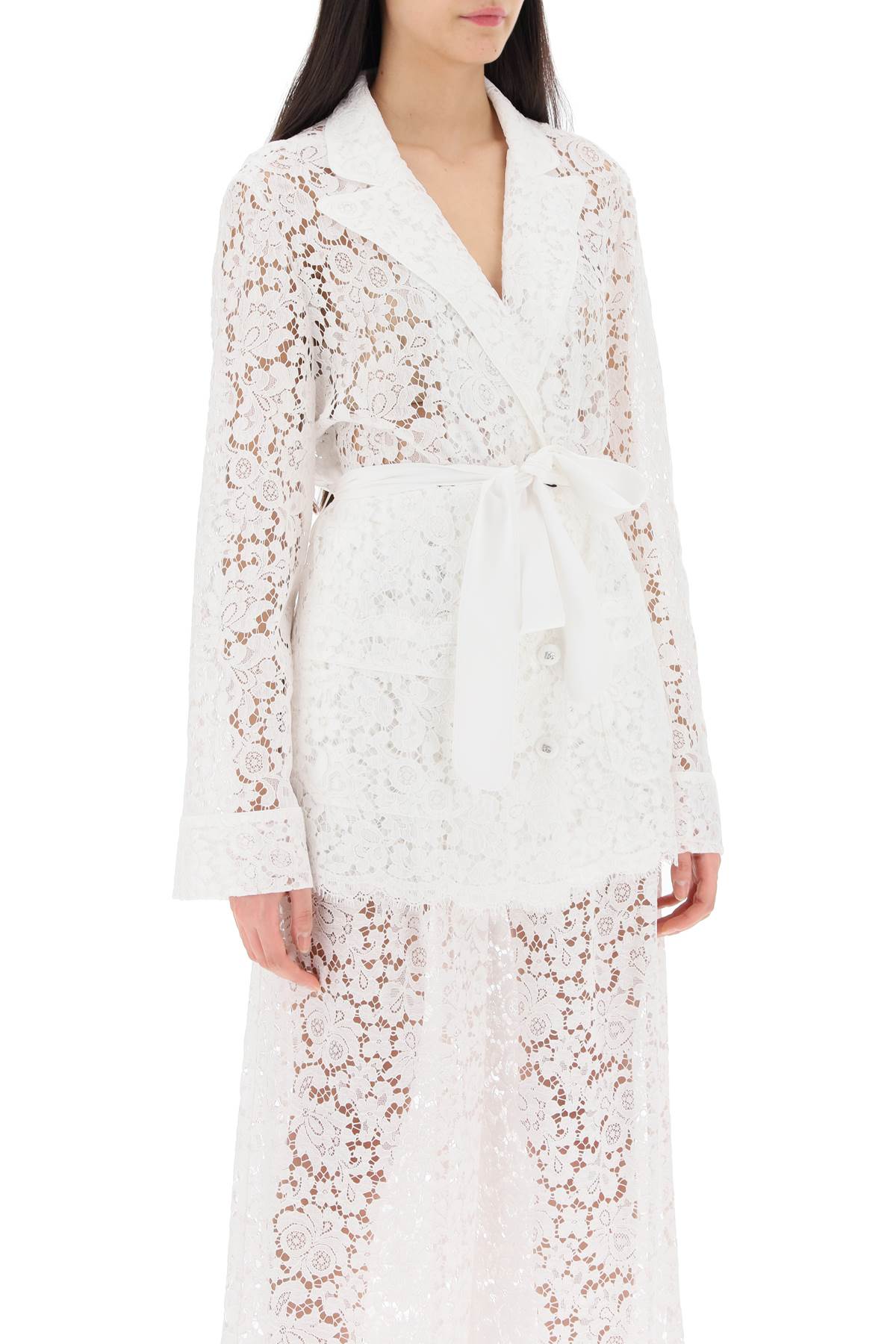 Dolce & Gabbana Pajama Shirt In Cordonnet Lace   White