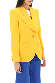 Casablanca Silk Blend Single Breasted Blazer   Yellow