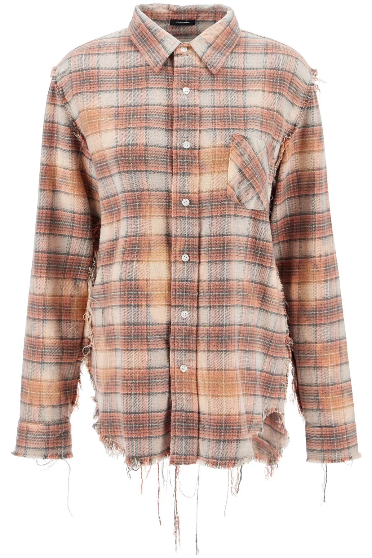 R13 Frayed Flannel Shirt   Orange