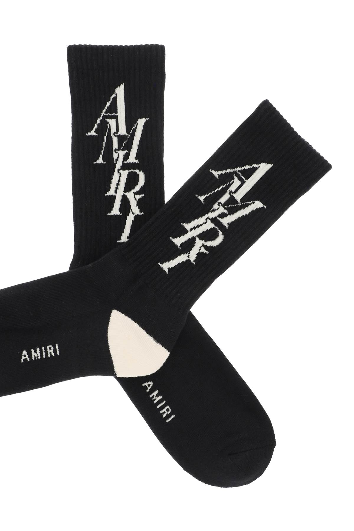 Amiri Stack Logo Socks   Black