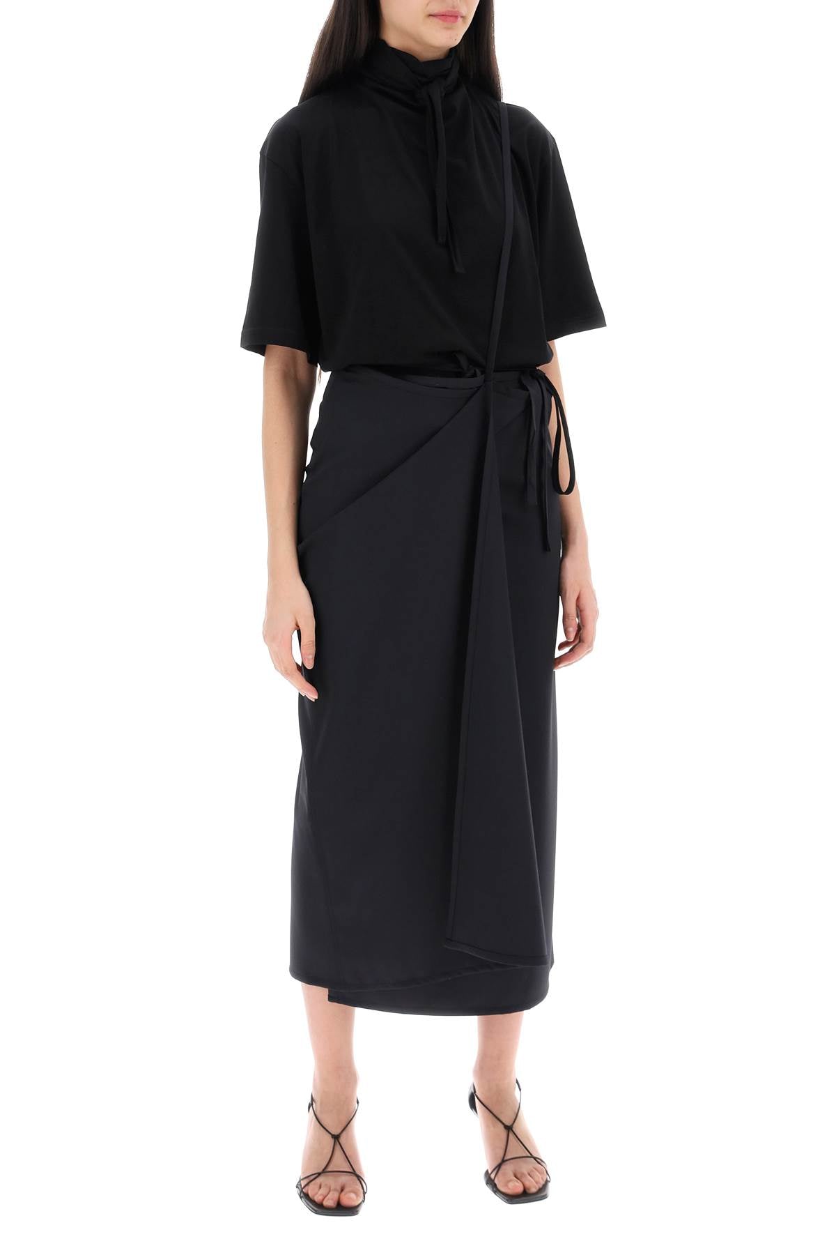 Lemaire Wool Wrap Skirt With Pockets   Black