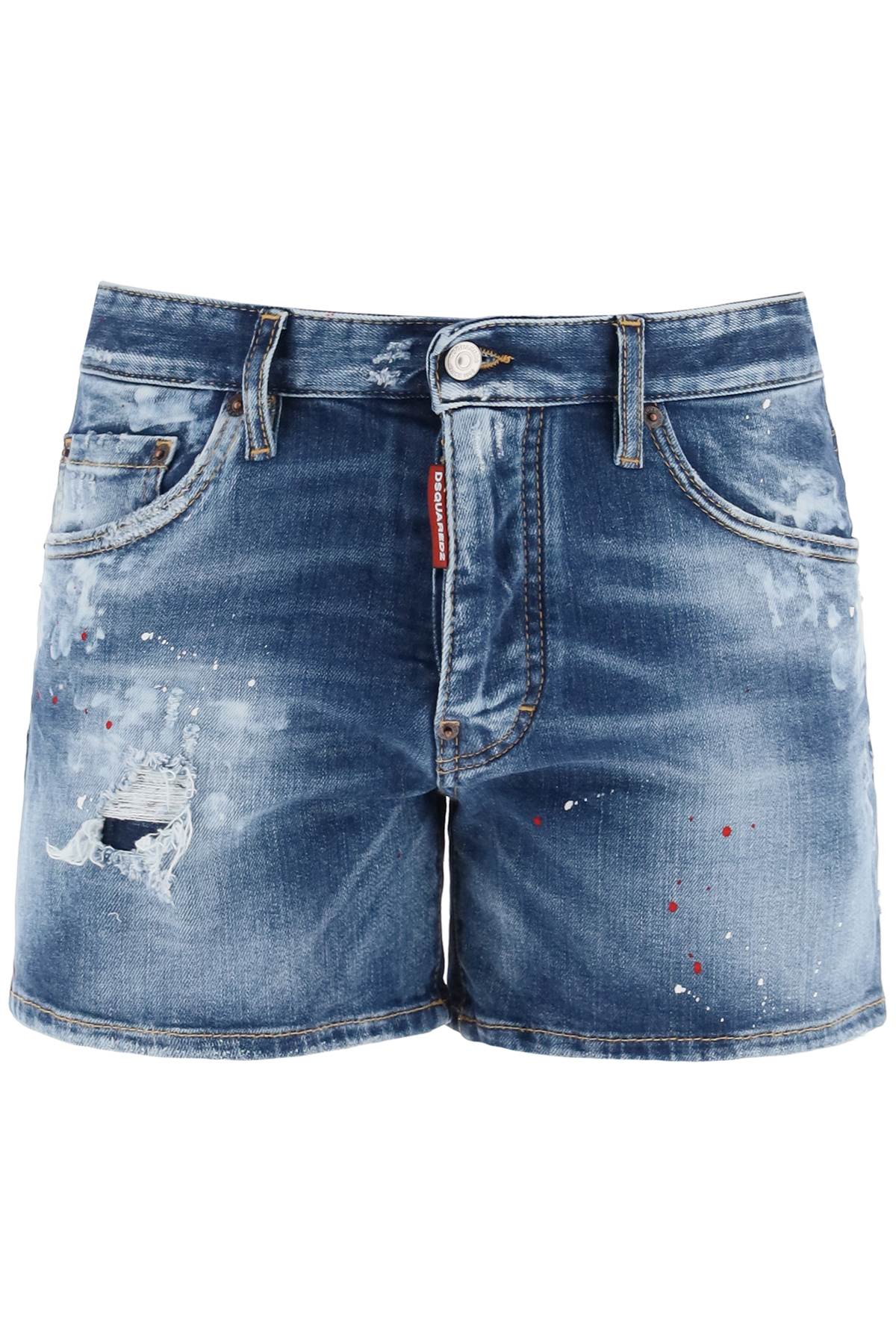 Dsquared2 Sexy 70's Shorts In Worn Out Booty Denim   Blue