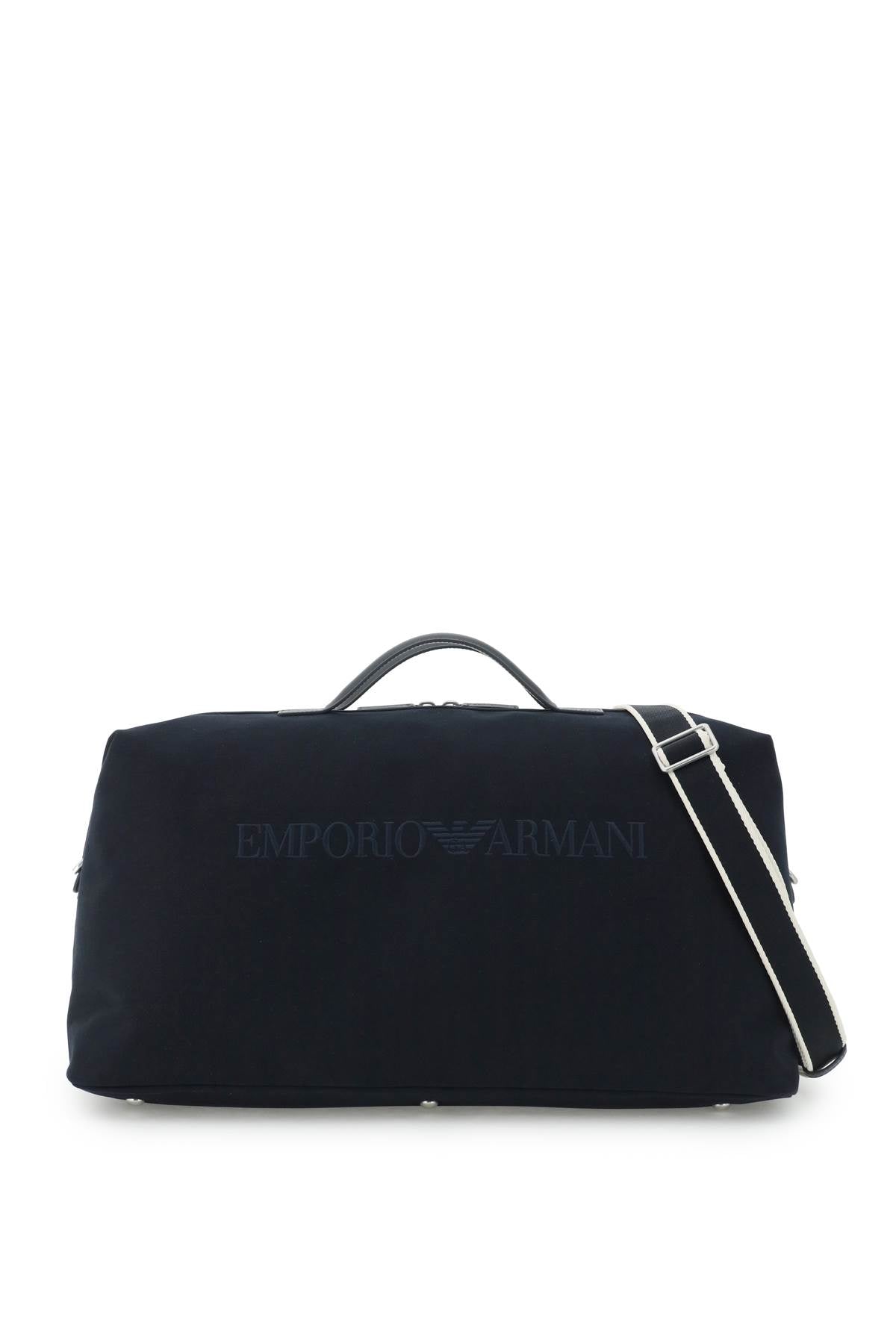 Emporio Armani Cotton Canvas Duffle Bag   Blue